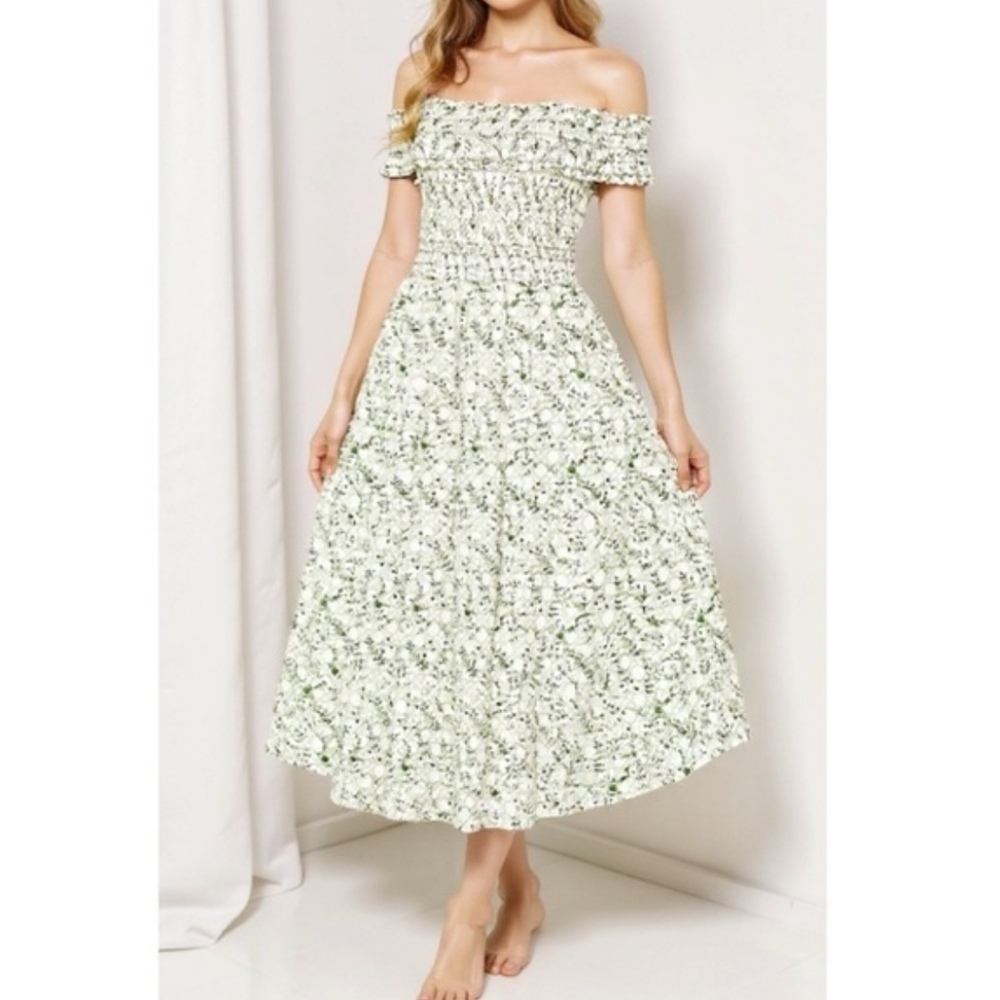 HILL HOUSE Marguerite Dress Sand Basketweave Vine
